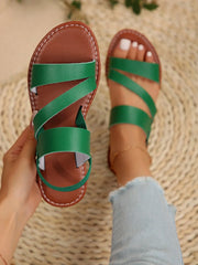 Women Summer Casual Comfortable Flat Sandals, Round Toe Low Heel Beach Shoes