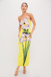 Yellow Iris Print Rayna Maxi Dress