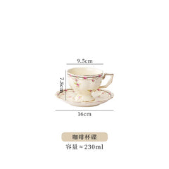 Vintage European-style Coffee Mug Afternoon Tea Set Tape Disc Teapot Kettle Lemon Pattern Porcelain Handle Cup Mugs Coffee Cups