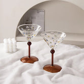 Retro Colorful Polka Dots Glass Cup Transparent Cocktail Glasses High Footed Cocktail Champagne Glasses Home Bar Party Drinkware