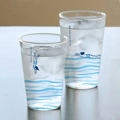 Creative Transparent Swim Glass Cup Summer Korean Fresh Homehold Drinkware Milk Coffee Juice Drinking GlassKitchen Supplies Gift