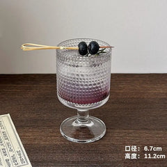 Retro Relief Sculpture Patterned Wine Glass Goblet Drink Fruit Juice Small Size Cups Thick Glass Home Kitchen Bar Supplies