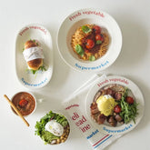 Retro Style English Letters Ceramics Tableware Mug Soup Plate Cream Color Desserts Steak Porcelain Main Dish Plate Coffee Cups