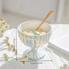 Pearl High Footed Yogurt Bowl Home High Beauty Dessert Ice Cream Cup Fruit Salad Bowl