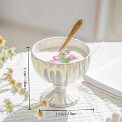 Pearl High Footed Yogurt Bowl Home High Beauty Dessert Ice Cream Cup Fruit Salad Bowl