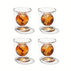 2/4pcs 50ml Golf Whiskey Glasses Double Walled Crystal Whiskey Cocktail Cup Washable Shot Glasses for Home Bar Party Golf Gifts
