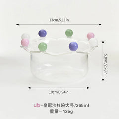 Creative Glass Crown Dish Table Plates Salad Bowls Transparent Ins Ice Cream Yogurt Pudding Dessert Cups Plates Dinnerware Gifts