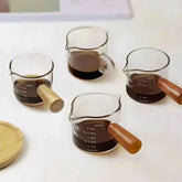 5-10PCS Wooden Handle With Scale Glass Coffee Measuring Cup espresso Milk Latte Transparent Kitchen Coffee Accessories