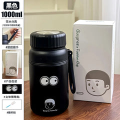 One Liter Large Capacity Water Cup, Portable Outdoor Kettle, Stainless Steel, Rope Design, For Home, Office, Travel, Fitness