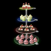 Ikeehome 4 Tier Round Acrylic Cupcake Stand, Clear Cupcake Tower Stand with Led, Premium Acrylic Dessert Stand for Wedding Birthday Baby
