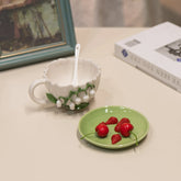 Ceramic three-dimensional handmade lily of the valley coffee cup, water cup, gift cup, mug, breakfast cup