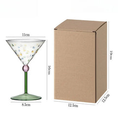 Retro Colorful Polka Dots Glass Cup Transparent Cocktail Glasses High Footed Cocktail Champagne Glasses Home Bar Party Drinkware