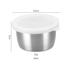 304 Stainless Steel Sauce Seasoning Container 40ml Sauce Cup Silicone Cover Leak-proof Salad Dipping Dish Small Storage Box