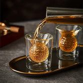 2/4pcs 50ml Golf Whiskey Glasses Double Walled Crystal Whiskey Cocktail Cup Washable Shot Glasses for Home Bar Party Golf Gifts