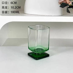 Ikeehome 180ml Retro Square Glass Cups Short Foot Drinkware Multicolored Kitchen Glass Juice Bubble Water Espresso Cups Kitchenware Gifts