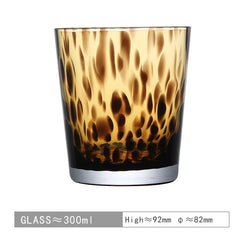 Amber Leopard Print Glass Cups Bowls Set Retro Drinking Glasses Beer Mugs Vintage Salad Dessert Cereal Bowl Creative Glassware