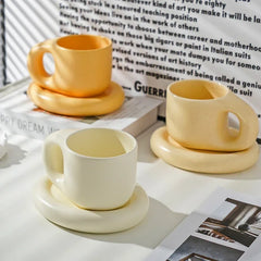 Ceramic Mug with Saucer Coffee Cup Drinking Cups and Saucers Home Office Tea Cup Coffee Cups Korean Mug Ceramic Plate