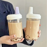 850ml Water Bottles Straw Cup Juice Milk Plastic Cup with Lid Straw Bubble Tea Coffee Cups Large Capacity Drinkware
