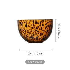 Amber Leopard Print Glass Cups Bowls Set Retro Drinking Glasses Beer Mugs Vintage Salad Dessert Cereal Bowl Creative Glassware