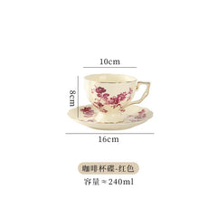 Vintage European-style Coffee Mug Afternoon Tea Set Tape Disc Teapot Kettle Lemon Pattern Porcelain Handle Cup Mugs Coffee Cups