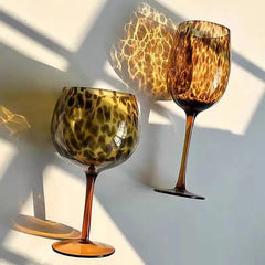 Vintage Leopard Goblet Crystal Glass Wine Glass Cup Round Belly Antique Glasses Cocktail Whiskey Glasses Barware Drinkware Cups