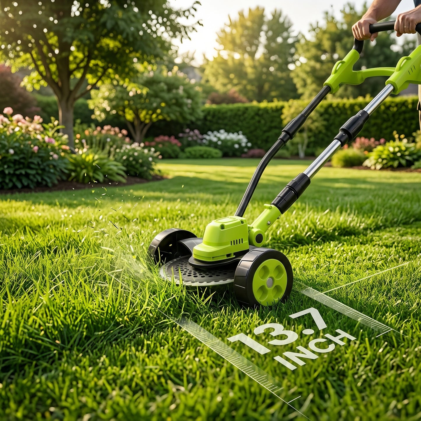 3-in-1 Cordless Lawn Mower with 2×21V Batteries, German Quality Lightweight Grass Trimmer & Edger for Small to Medium Gardens