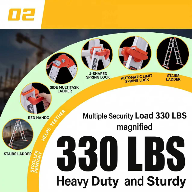 Ladder, A Frame 5 Step Ladder Extension, 17 Ft Anti-Slip Multi Position Ladder, Storage Folding Ladder, 330 lbs Security Load Telescoping Aluminum Ladders for Stairs Home Indoor Outdoor Roof