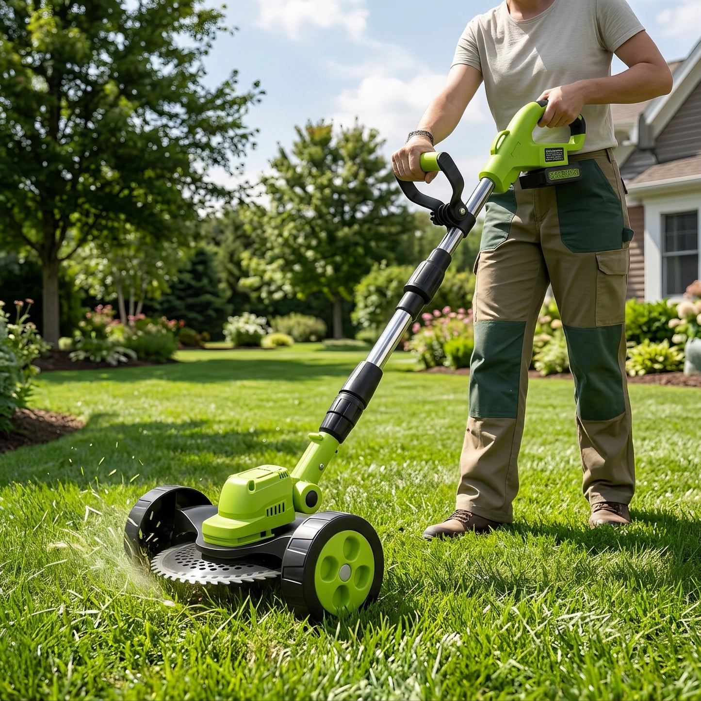 3-in-1 Cordless Lawn Mower with 2×21V Batteries, German Quality Lightweight Grass Trimmer & Edger for Small to Medium Gardens