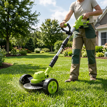 3-in-1 Cordless Lawn Mower with 2×21V Batteries, German Quality Lightweight Grass Trimmer & Edger for Small to Medium Gardens