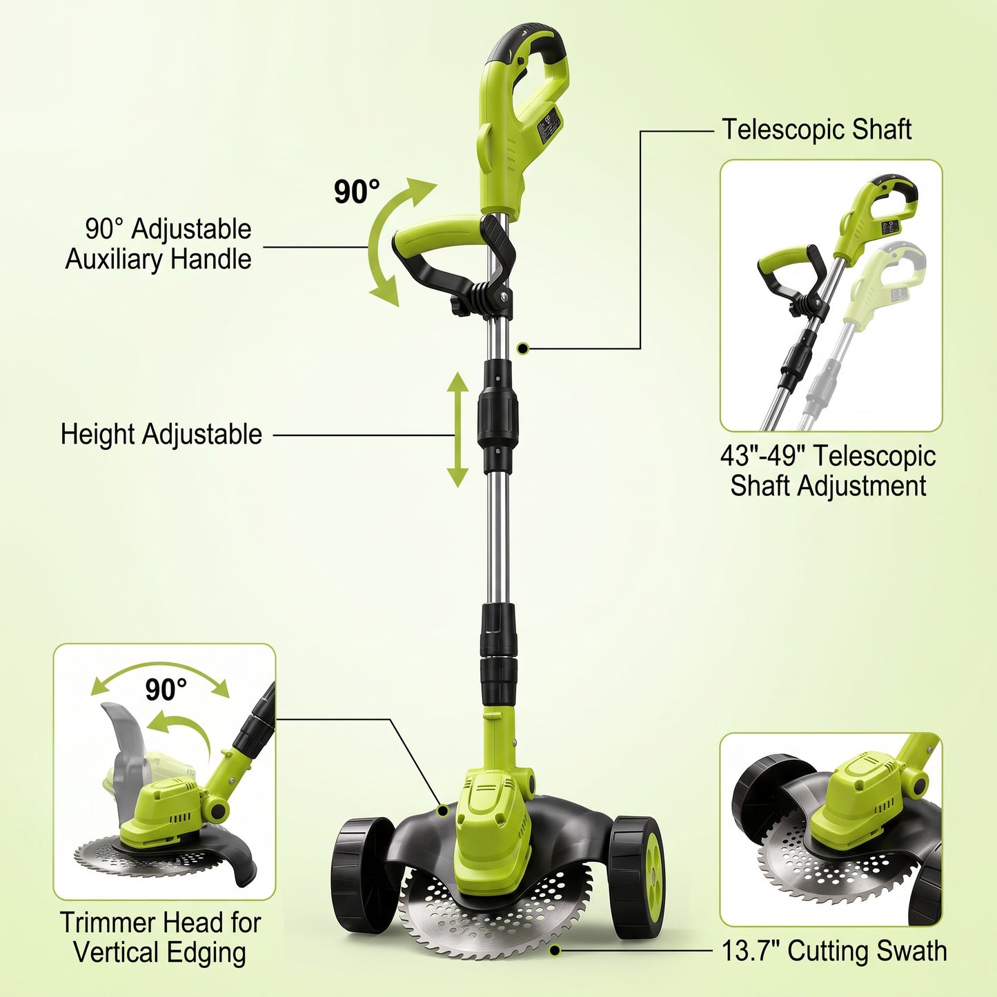 3-in-1 Cordless Lawn Mower with 2×21V Batteries, German Quality Lightweight Grass Trimmer & Edger for Small to Medium Gardens