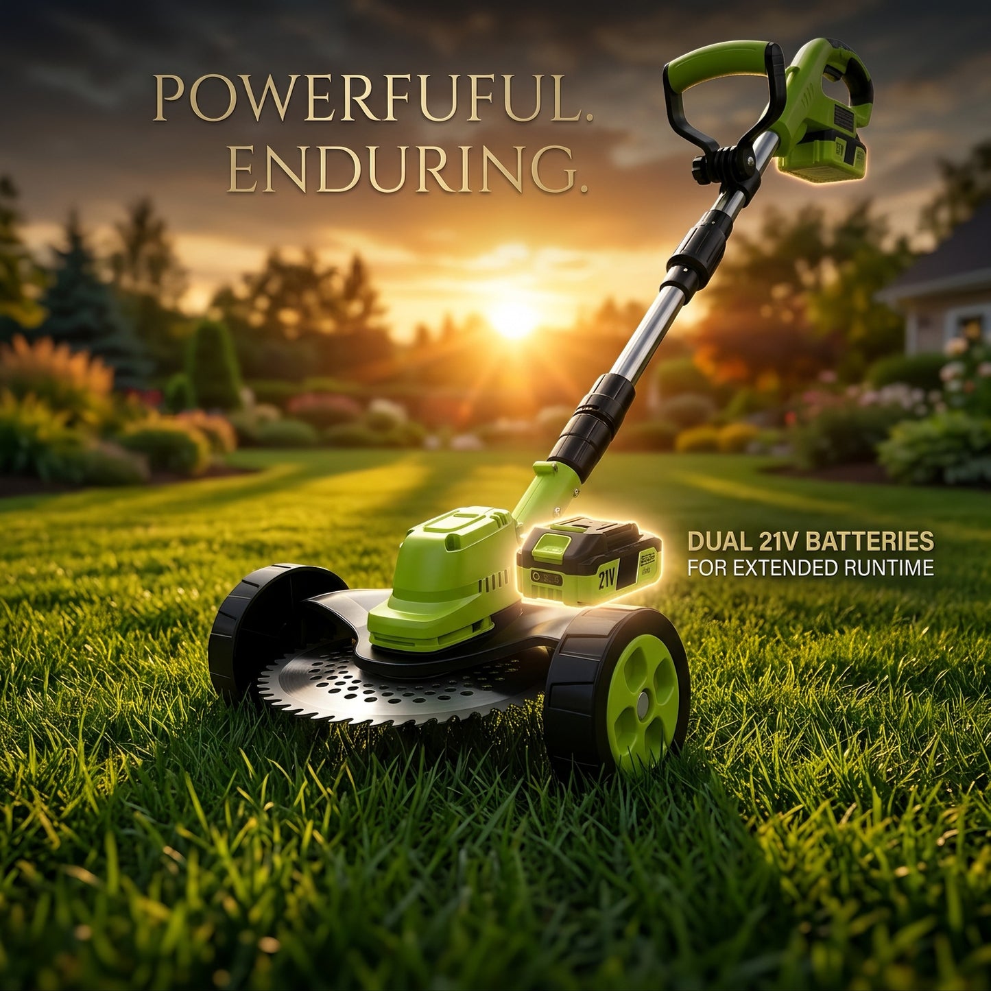 3-in-1 Cordless Lawn Mower with 2×21V Batteries, German Quality Lightweight Grass Trimmer & Edger for Small to Medium Gardens