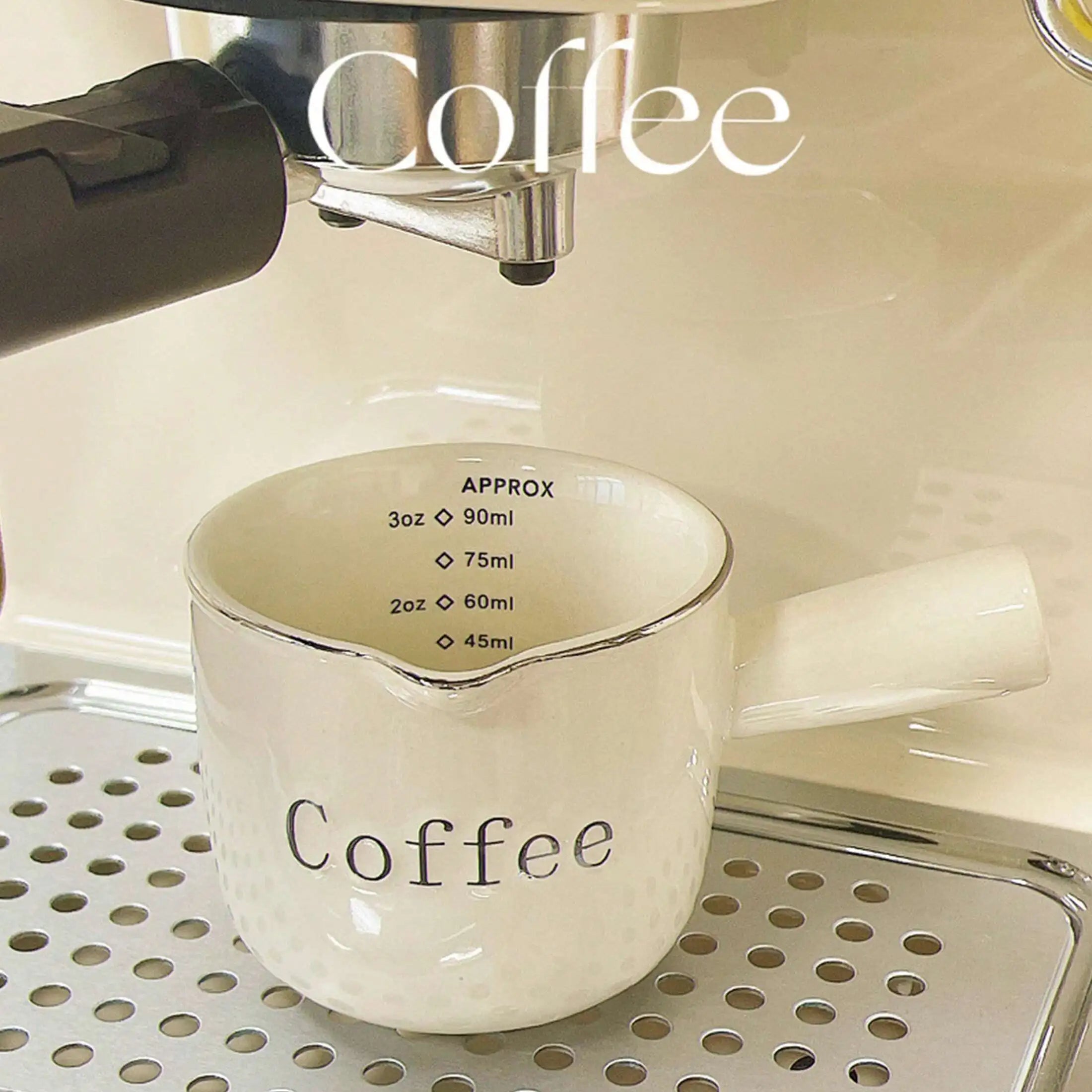 Ceramic Coffee Cup with Measurement Markings Minimalist Kitchen Small Milk Jar Espresso Mug Home Barista Coffee Brewing Cup Gift