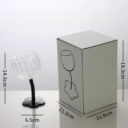 Vintage Glass Cups Home Christmas Party Drinkware Cute Flower with Tilted Head Goblet Romantic Champagne Glass Kitchenware Gifts