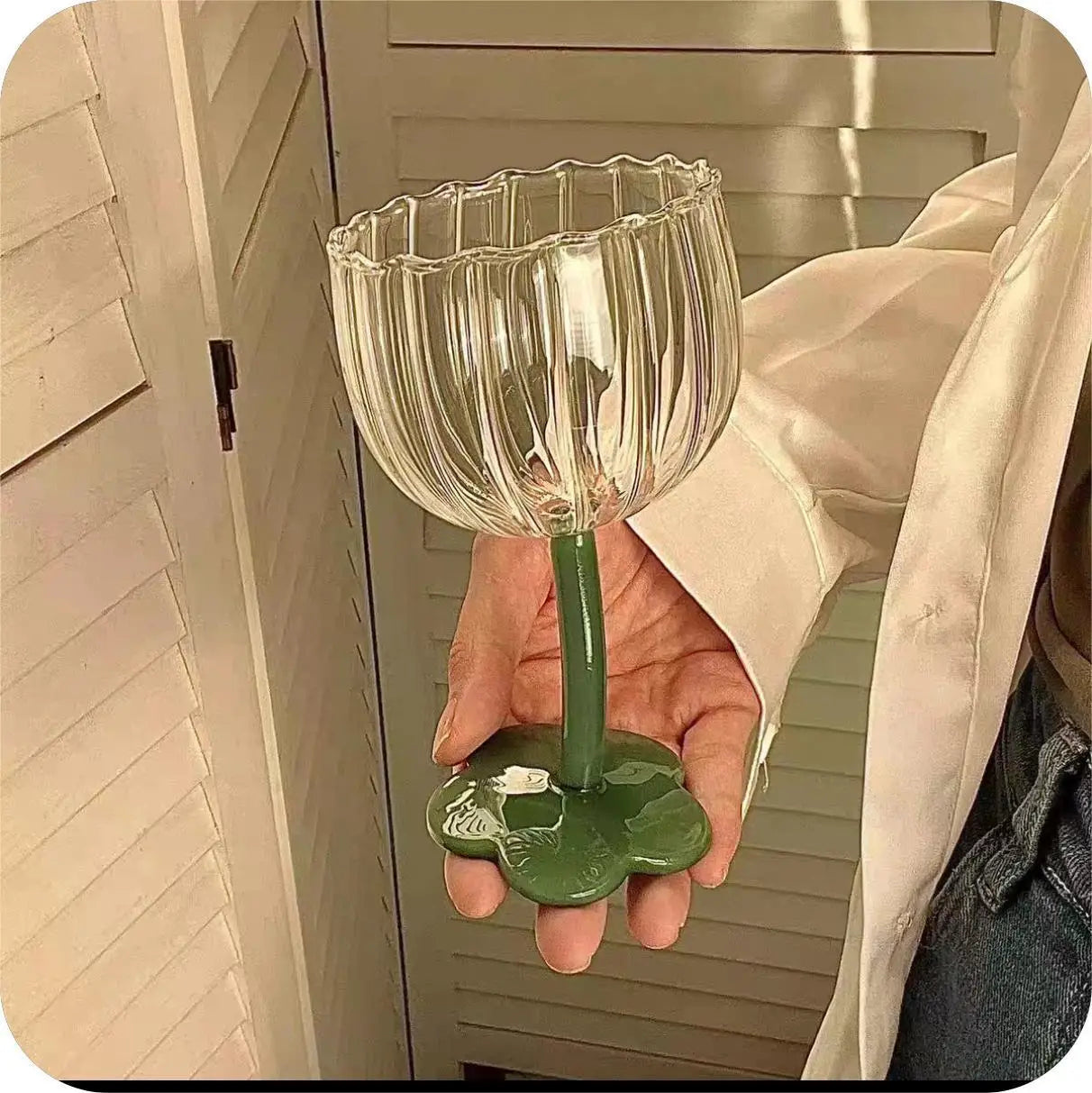 Vintage Glass Cups Home Christmas Party Drinkware Cute Flower with Tilted Head Goblet Romantic Champagne Glass Kitchenware Gifts
