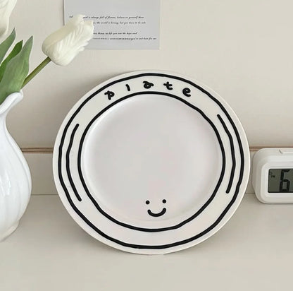 Ceramic Tableware Graffiti Cup Bowl Plate Tableware Home Coffee Shop Milk Cup Hand-painted Cup Kitchen Utensils Breakfast Set