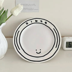 Ceramic Tableware Graffiti Cup Bowl Plate Tableware Home Coffee Shop Milk Cup Hand-painted Cup Kitchen Utensils Breakfast Set
