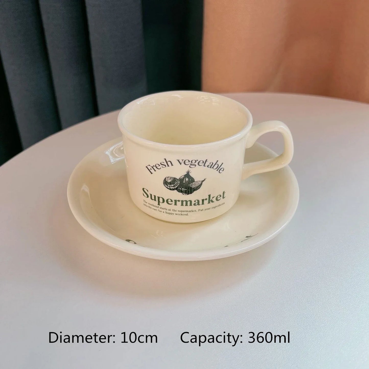 Retro Style English Letters Ceramics Tableware Mug Soup Plate Cream Color Desserts Steak Porcelain Main Dish Plate Coffee Cups