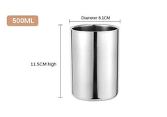 Stainless Steel Silver Beer Mug Double Wall Coffee Tea Wine Milk Tumbler Portable Travel Water Cup Kitchen Drinkware 350ml/500ml