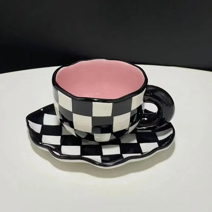 300ML Blue Sky and White Clouds Coffee Cup Tableware Set Hand-painted Ceramic Mug Milk Breakfast Cup Cute Coffee Tableware