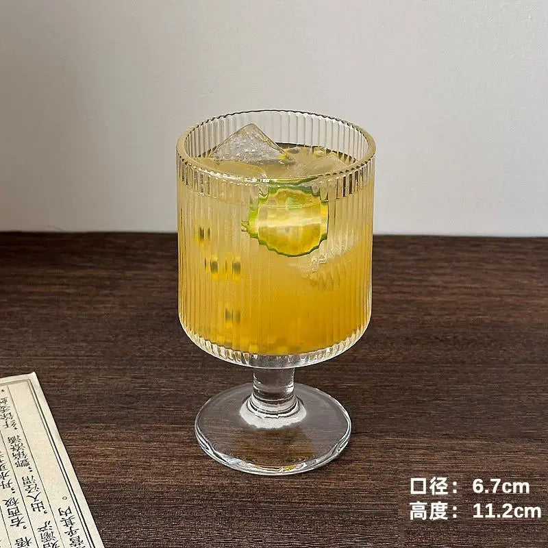 Retro Relief Sculpture Patterned Wine Glass Goblet Drink Fruit Juice Small Size Cups Thick Glass Home Kitchen Bar Supplies