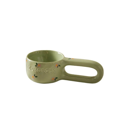 200ml Long Handled Ceramic Cup for Home Use Heat-resistant Breakfast Oatmeal Coffee Cup Handmade Milk Cup Kitchen Accessories