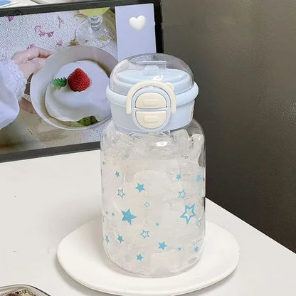 New Planet Minimalist Plastic Water Cup Water Kettle Dual Drinking Straw Cup Value Large Capacity Portable Carrying Accompanying