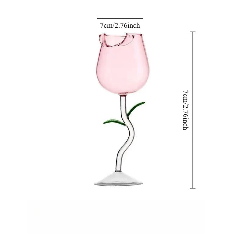 Romantic Rose-Shaped Glass Wine Glasses Drinkware Home Kitchen Bar Party Cocktail Glasses Decorative Beverage Cup Tableware Gift