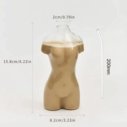 Ikeehome  Creative Human Body Glass Wine Drinkware Cocktail Tumbler Juice Cup Funny Kitchen Coffee Latte High-footed Mug Glassware Barware