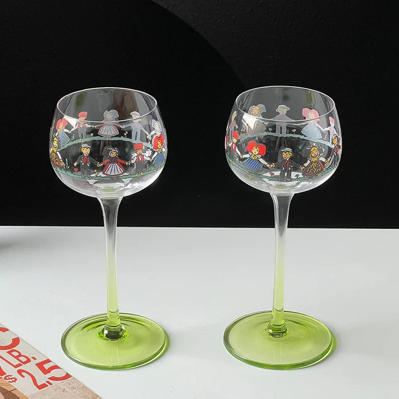 Goblet Cute Cartoon Christmas Glass Cup Wine Glasses Creative Champagne Cocktail Glass Wedding Birthday Party Drink Cup