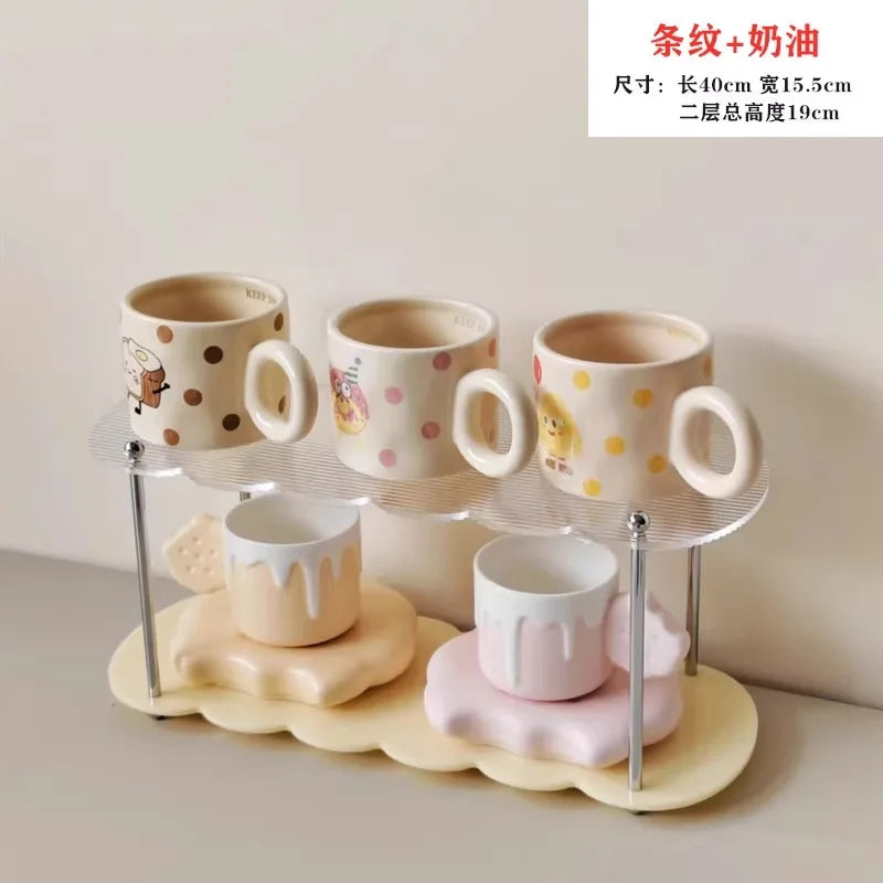 2-3 Layer Acrylic Display Stand Cup Rack Countertop Organizer Rack Restaurant Side Cabinet Organizer Rack Perfume Display Racks