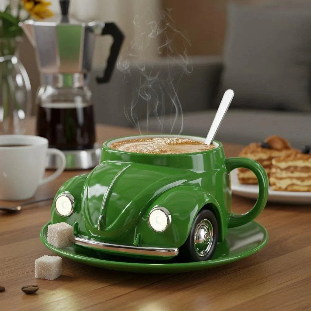 Handmade Creative Synthetic Resin Cup Beetle Car Shape Coffee Mug Resin Craft Gift Fun Imaginative Beetle Themed Drinking Cup
