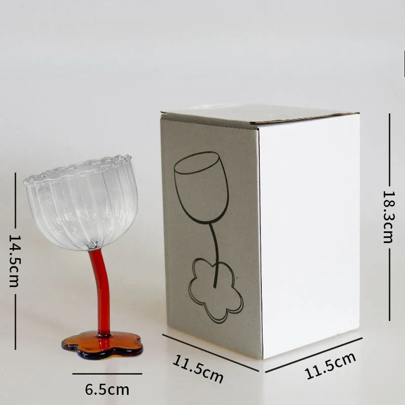 Vintage Glass Cups Home Christmas Party Drinkware Cute Flower with Tilted Head Goblet Romantic Champagne Glass Kitchenware Gifts