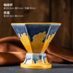 Nordic Hexagonal Ceramic Coffee Cup Creative Luxury Cup with Base Coffee Cup Table Decoration Tea Table Accessories Drinkware