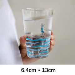 Creative Transparent Swim Glass Cup Summer Korean Fresh Homehold Drinkware Milk Coffee Juice Drinking GlassKitchen Supplies Gift